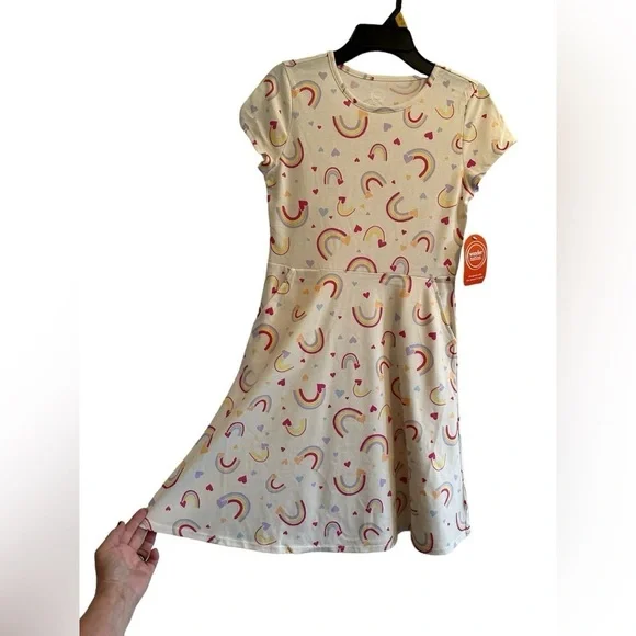 Wonder Nation Multicolor Rainbow Summer Play Dress Size Large 10-12 Pockets NWT - Picture 5 of 14